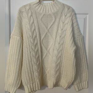 Elegant Cream Cable Knit Sweater